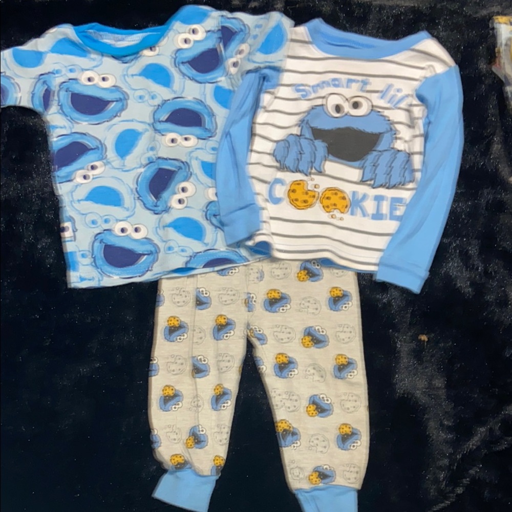 Cookie Monster Kids Pajamas Set - Blue and White